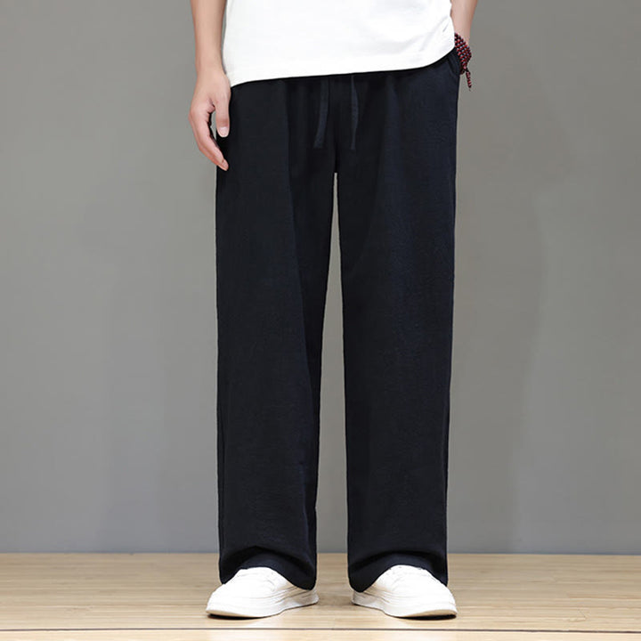 Pantalones rectos de lino y algodón de verano para hombre con bolsillos de Buddha Stones - image 32