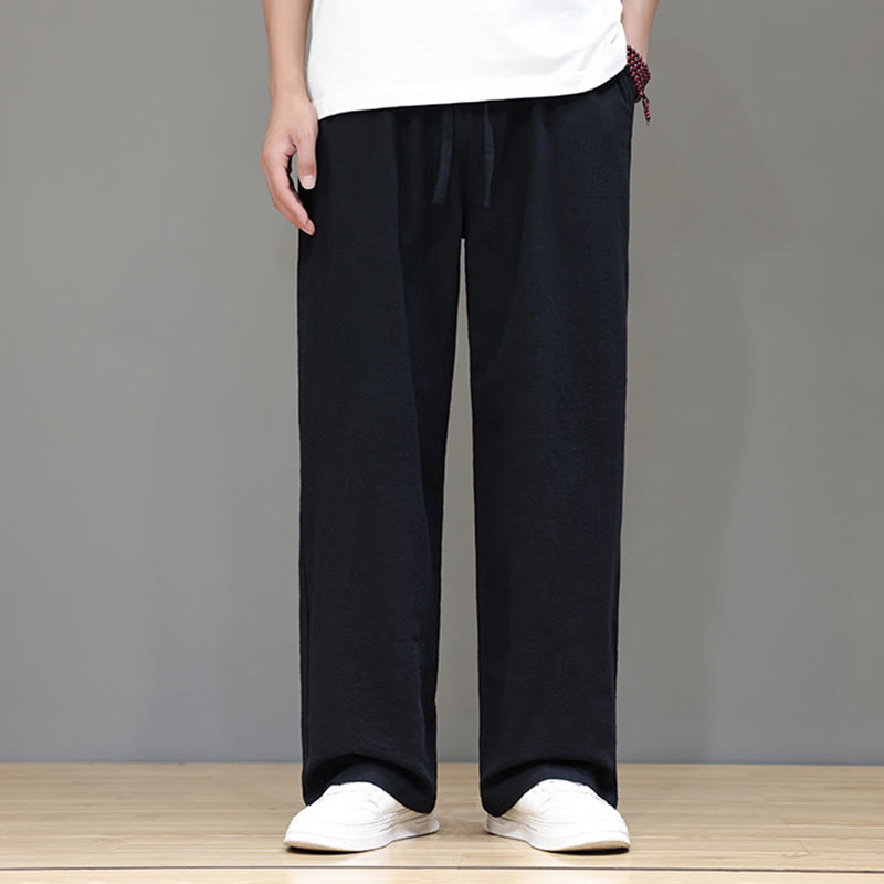 Pantalones rectos de lino y algodón de verano para hombre con bolsillos de Buddha Stones - image 32