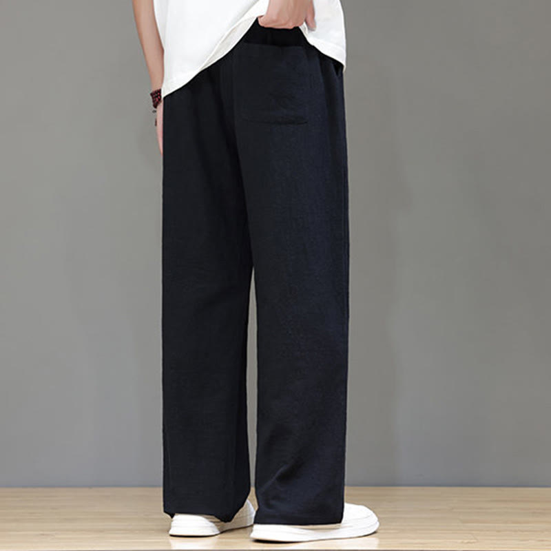 Pantalones rectos de lino y algodón de verano para hombre con bolsillos de Buddha Stones - image 35