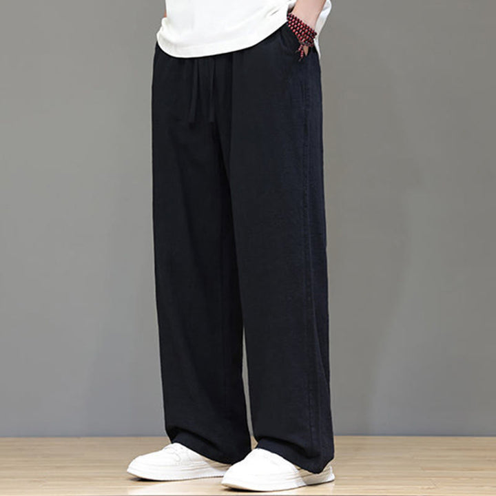 Pantalones rectos de lino y algodón de verano para hombre con bolsillos de Buddha Stones - image 37