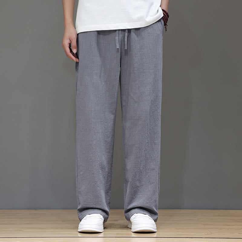 Pantalones rectos de lino y algodón de verano para hombre con bolsillos de Buddha Stones - image 20