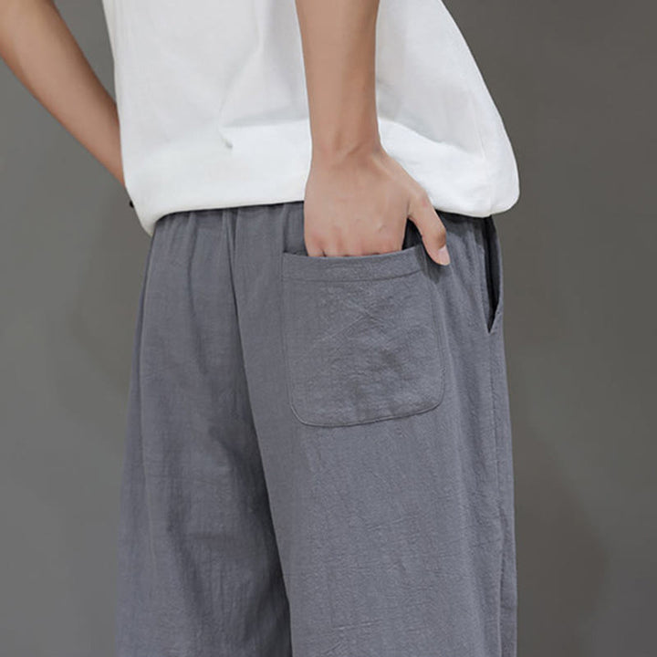 Pantalones rectos de lino y algodón de verano para hombre con bolsillos de Buddha Stones - image 28