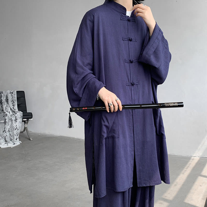 Conjunto de 2 Buddha Stones y pantalones de manga larga con botones de rana para hombre, de algodón, para meditación y zen - image 17