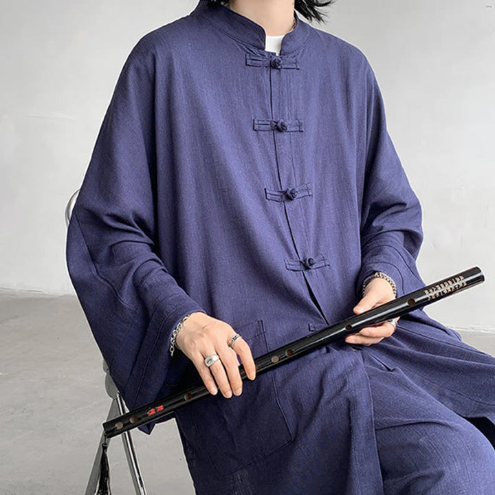 Conjunto de 2 Buddha Stones y pantalones de manga larga con botones de rana para hombre, de algodón, para meditación y zen - image 16