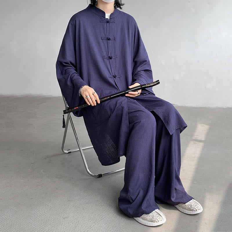 Conjunto de 2 Buddha Stones y pantalones de manga larga con botones de rana para hombre, de algodón, para meditación y zen - image 15