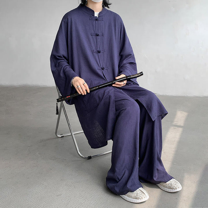 Conjunto de 2 Buddha Stones y pantalones de manga larga con botones de rana para hombre, de algodón, para meditación y zen - image 15