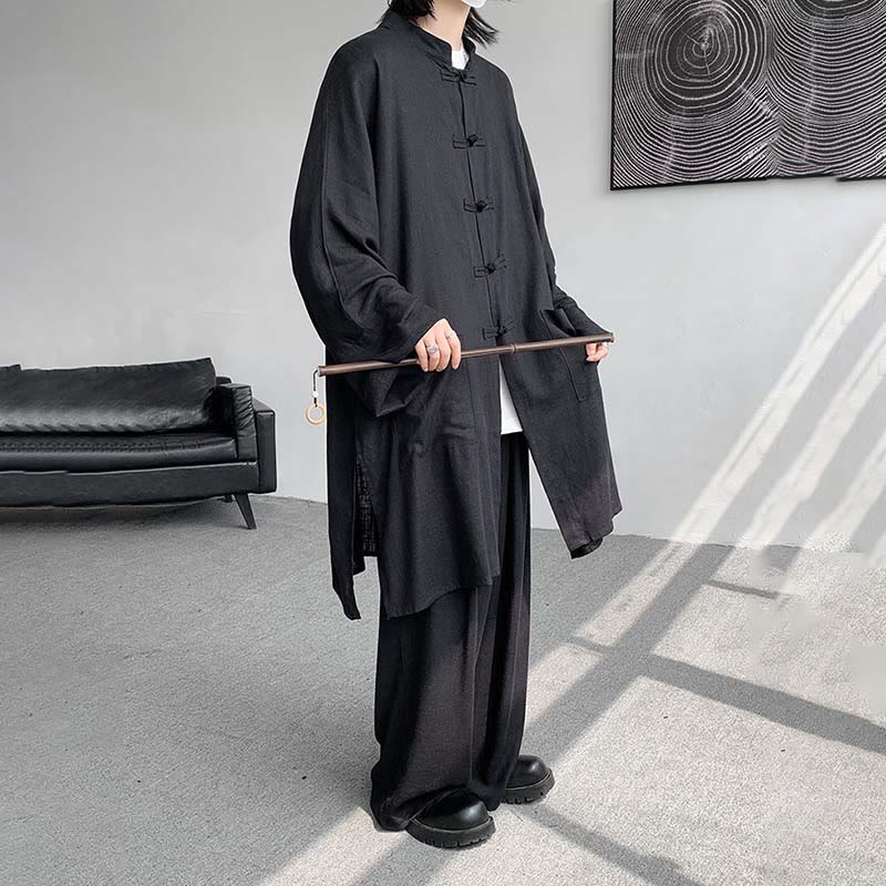 Conjunto de 2 Buddha Stones y pantalones de manga larga con botones de rana para hombre, de algodón, para meditación y zen - image 24