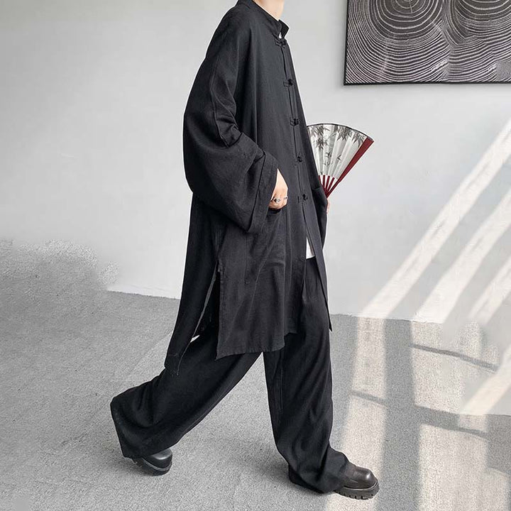 Conjunto de 2 Buddha Stones y pantalones de manga larga con botones de rana para hombre, de algodón, para meditación y zen - image 23