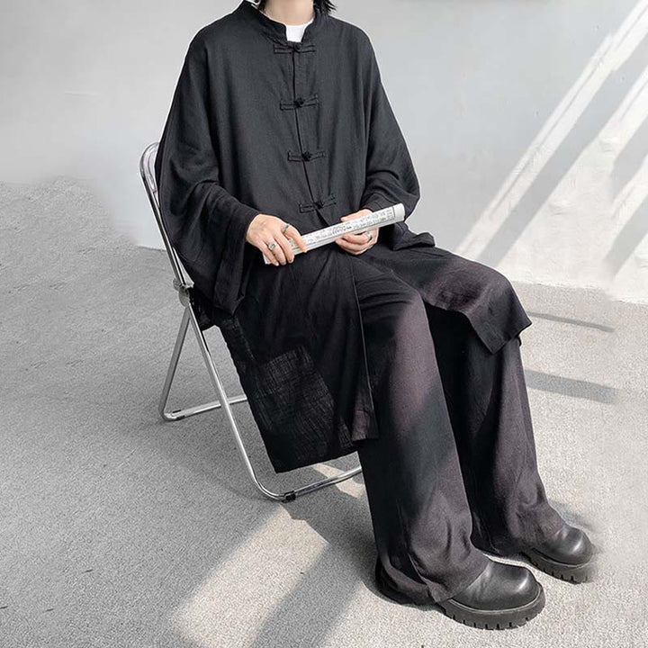 Conjunto de 2 Buddha Stones y pantalones de manga larga con botones de rana para hombre, de algodón, para meditación y zen - image 25