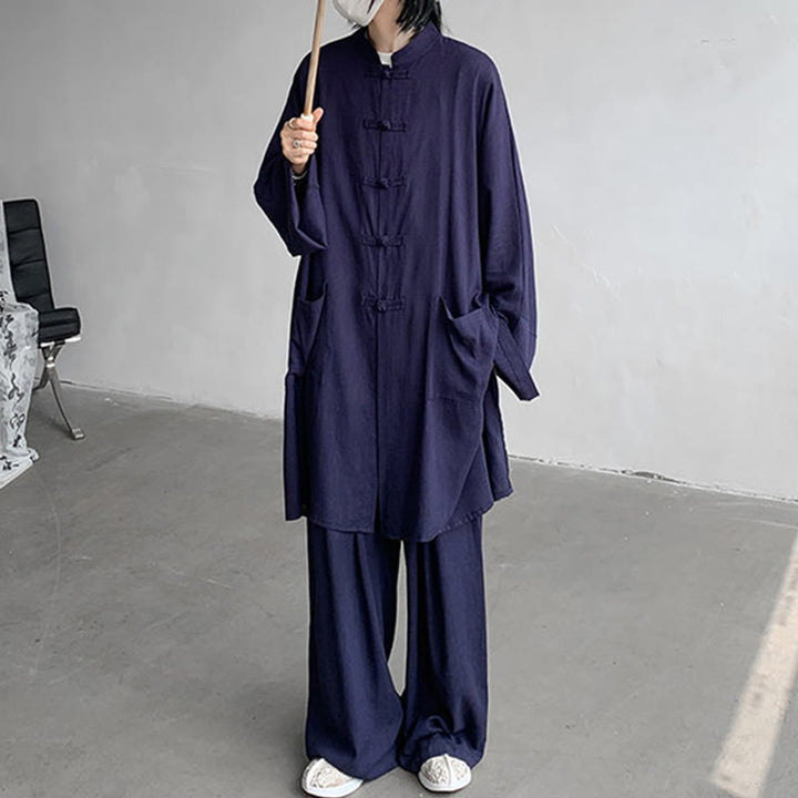 Conjunto de 2 Buddha Stones y pantalones de manga larga con botones de rana para hombre, de algodón, para meditación y zen - image 14