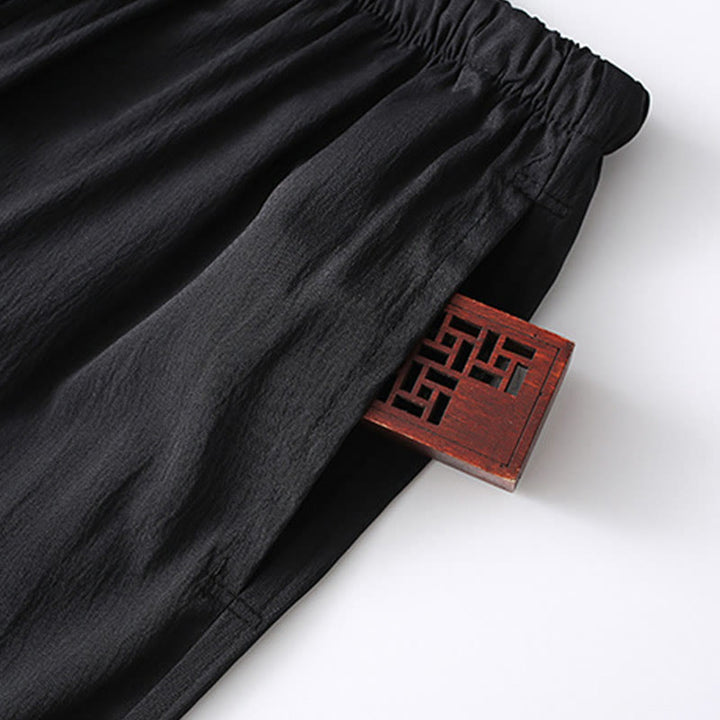 Conjunto de 2 piezas de camisa y pantalones de manga larga con botones de rana y traje tradicional de Tang con Buddha Stones para hombre - image 12