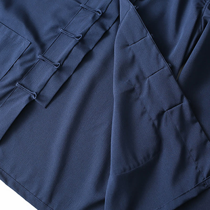 Conjunto de 2 piezas de camisa y pantalones de manga larga con botones de rana y traje tradicional de Tang con Buddha Stones para hombre - image 4