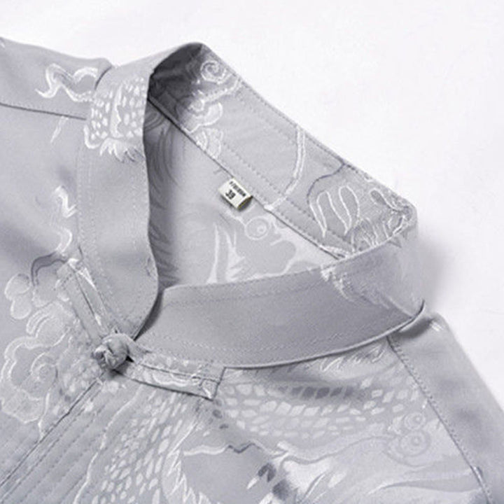 Conjunto de 2 piezas de camisa y pantalones de manga larga con botones de rana y dragón para hombre con Buddha Stones - image 10