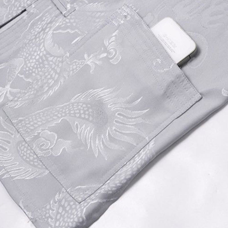 Conjunto de 2 piezas de camisa y pantalones de manga larga con botones de rana y dragón para hombre con Buddha Stones - image 12