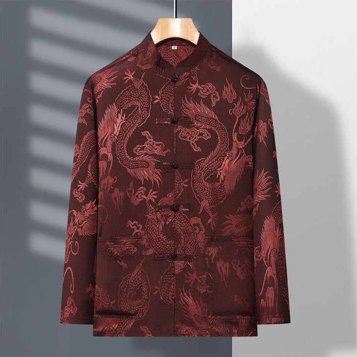 Conjunto de 2 piezas de camisa y pantalones de manga larga con botones de rana y dragón para hombre con Buddha Stones - image 18