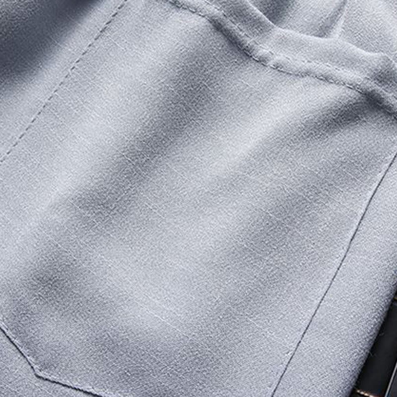 Conjunto de 2 piezas de traje Tang con botones de rana y camisa de manga larga para hombre, color liso , con Buddha Stones - image 11