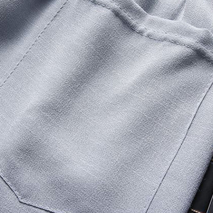 Conjunto de 2 piezas de traje Tang con botones de rana y camisa de manga larga para hombre, color liso , con Buddha Stones - image 11