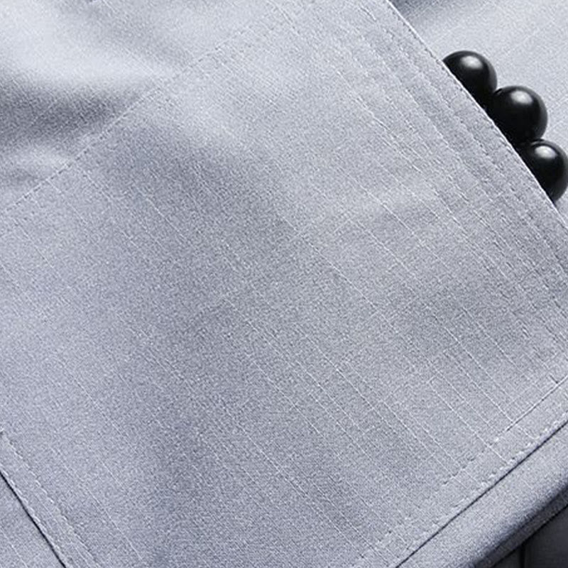 Conjunto de 2 piezas de traje Tang con botones de rana y camisa de manga larga para hombre, color liso , con Buddha Stones - image 12