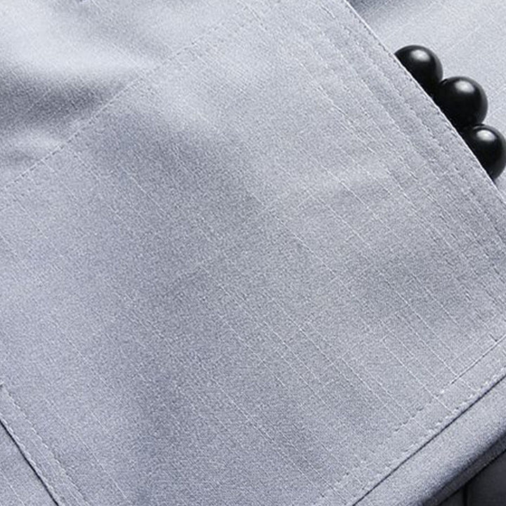 Conjunto de 2 piezas de traje Tang con botones de rana y camisa de manga larga para hombre, color liso , con Buddha Stones - image 12