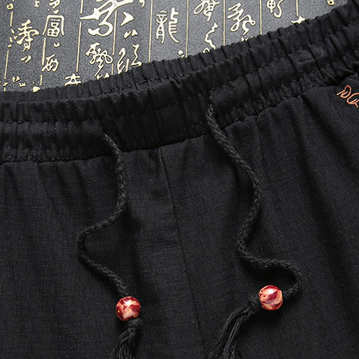 Conjunto de 2 Buddha Stones de traje Tang para hombre con estampado de peces Koi y botones de rana, camisa de manga larga y pantalones - image 2