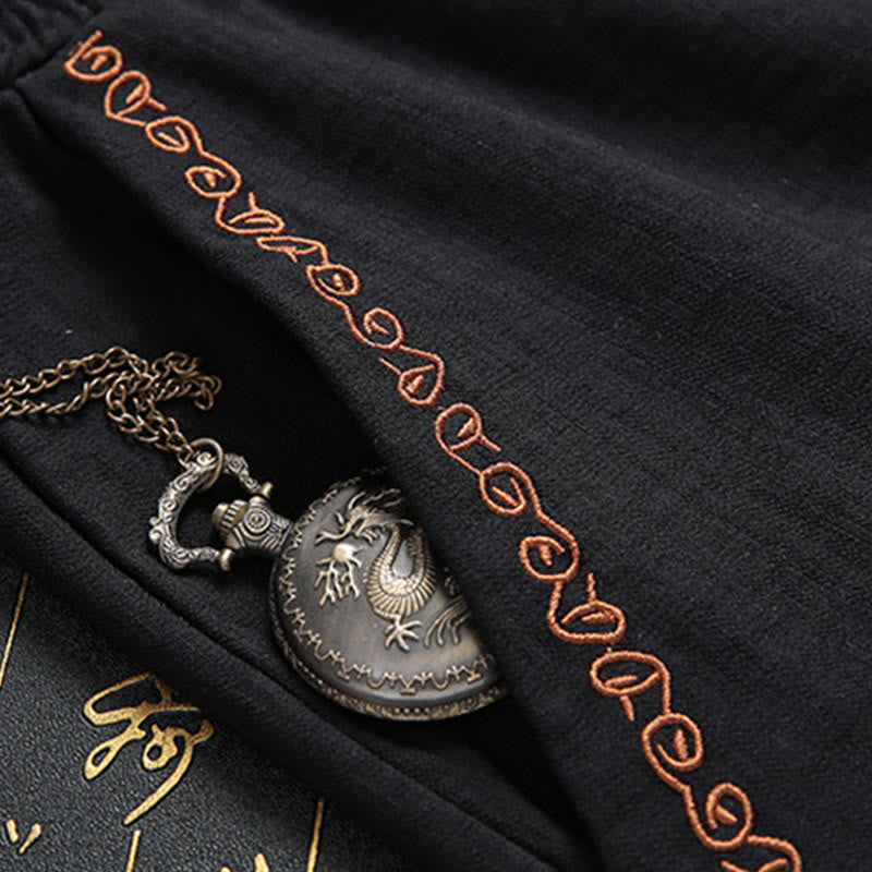 Conjunto de 2 Buddha Stones de traje Tang para hombre con estampado de peces Koi y botones de rana, camisa de manga larga y pantalones - image 4