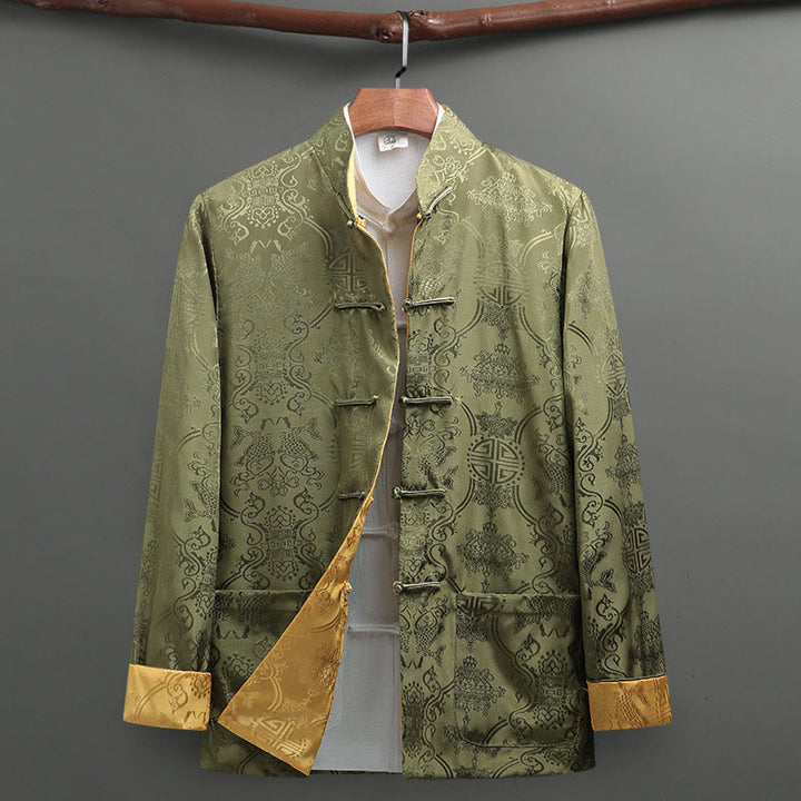 Conjunto de 2 Buddha Stones de traje Tang para hombre con estampado de peces Koi y botones de rana, camisa de manga larga y pantalones - image 23