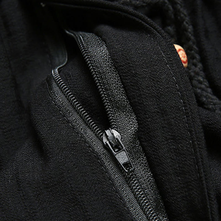 Conjunto de 2 Buddha Stones de traje Tang para hombre con estampado de peces Koi y botones de rana, camisa de manga larga y pantalones - image 3