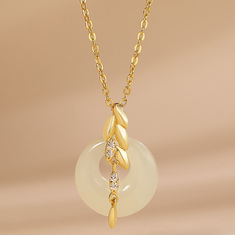 Colgante de plata de ley 925 con forma de trigo y jade hetiano con Buddha Stones
