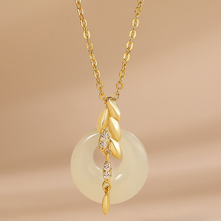 Colgante de plata de ley 925 con forma de trigo y jade hetiano con Buddha Stones
