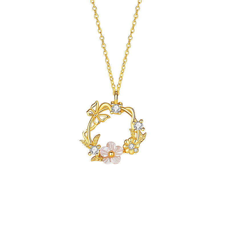 Collar con colgante de plata de ley 925 con Buddha Stones, circonita cúbica, mariposa, flor de durazno y bendición - image 6