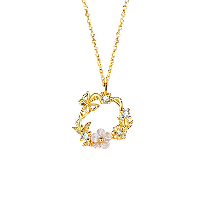 Collar con colgante de plata de ley 925 con Buddha Stones, circonita cúbica, mariposa, flor de durazno y bendición - image 6