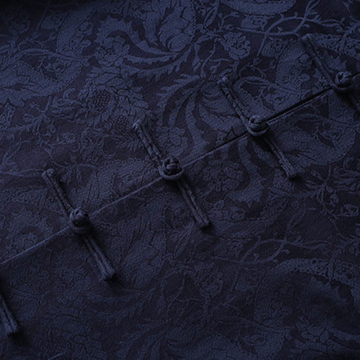 Conjunto de 2 Buddha Stones de traje Tang para hombre con diseño de enredadera de jacquard y botones de rana de algodón, camisa de manga larga y pantalones - image 4