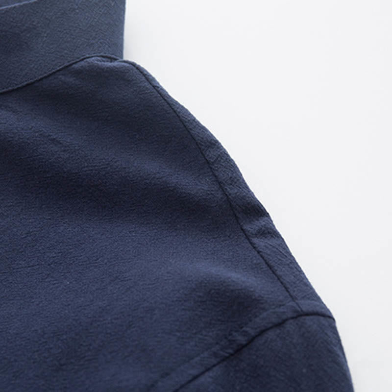 Conjunto de 2 piezas de camisa y pantalones de manga larga con botones de rana de lino para hombre con Buddha Stones - image 26