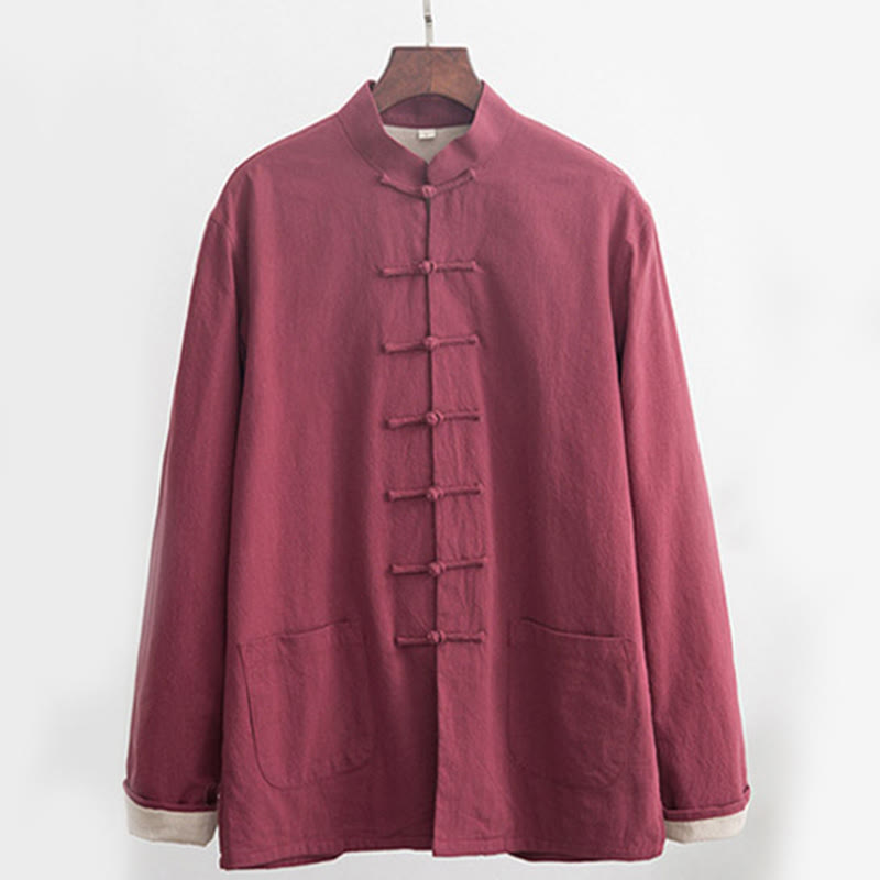 Conjunto de 2 piezas de camisa y pantalones de manga larga con botones de rana de lino para hombre con Buddha Stones - image 19