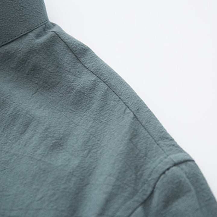 Conjunto de 2 piezas de camisa y pantalones de manga larga con botones de rana de lino para hombre con Buddha Stones - image 7