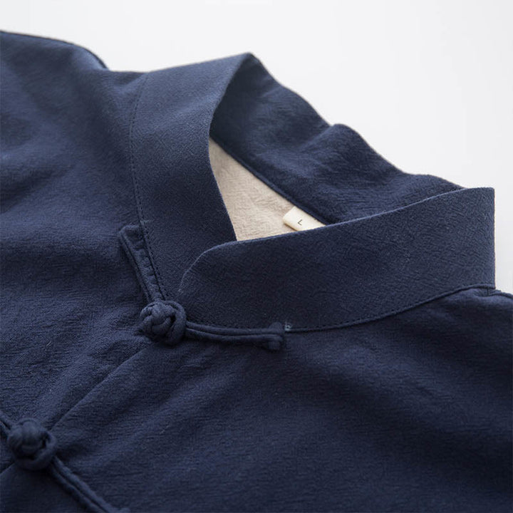 Conjunto de 2 piezas de camisa y pantalones de manga larga con botones de rana de lino para hombre con Buddha Stones - image 25