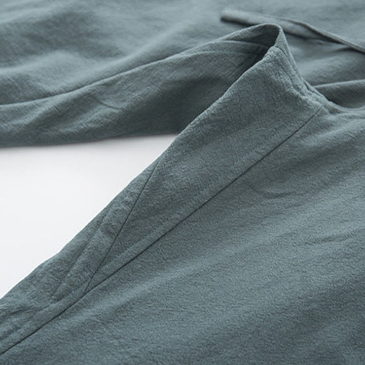 Conjunto de 2 piezas de camisa y pantalones de manga larga con botones de rana de lino para hombre con Buddha Stones - image 16