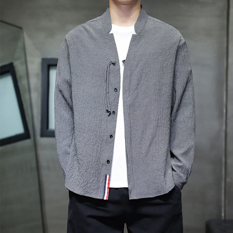 Camisa de manga larga con botones para hombre, de color liso, con estampado de Buddha Stones y caída