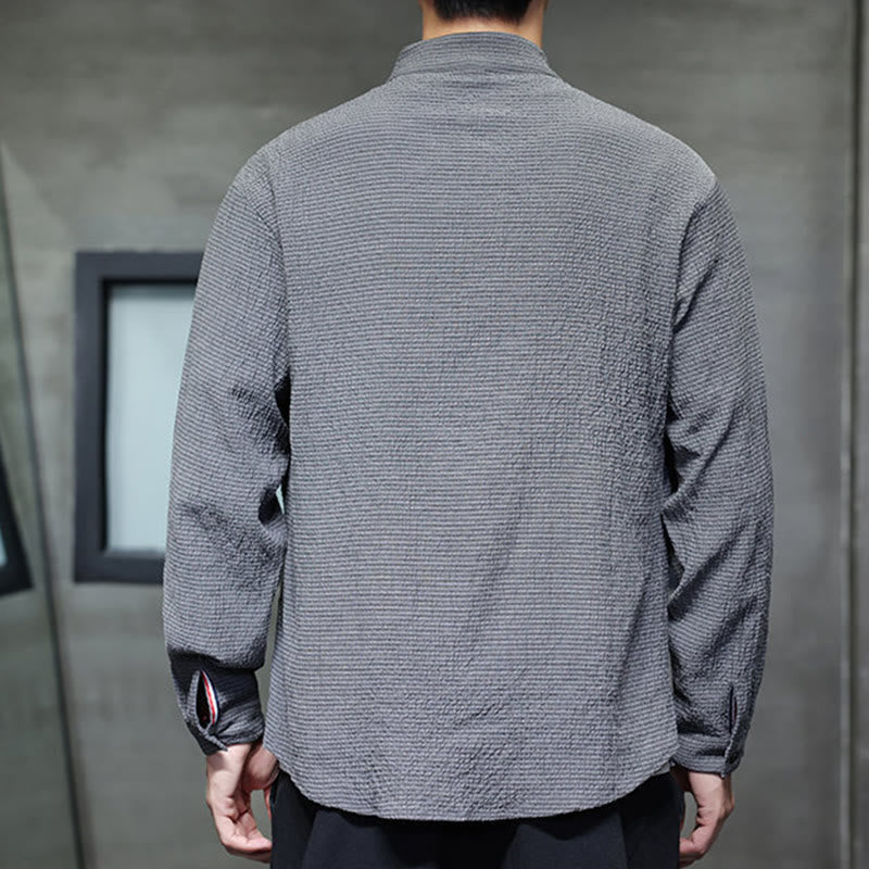 Camisa de manga larga con botones para hombre, de color liso, con estampado de Buddha Stones y caída