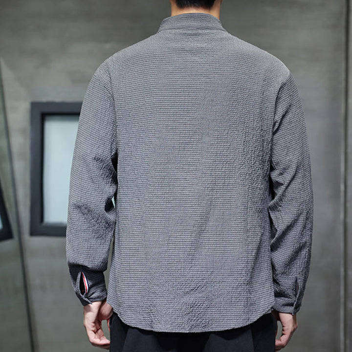 Camisa de manga larga con botones para hombre, de color liso, con estampado de Buddha Stones y caída