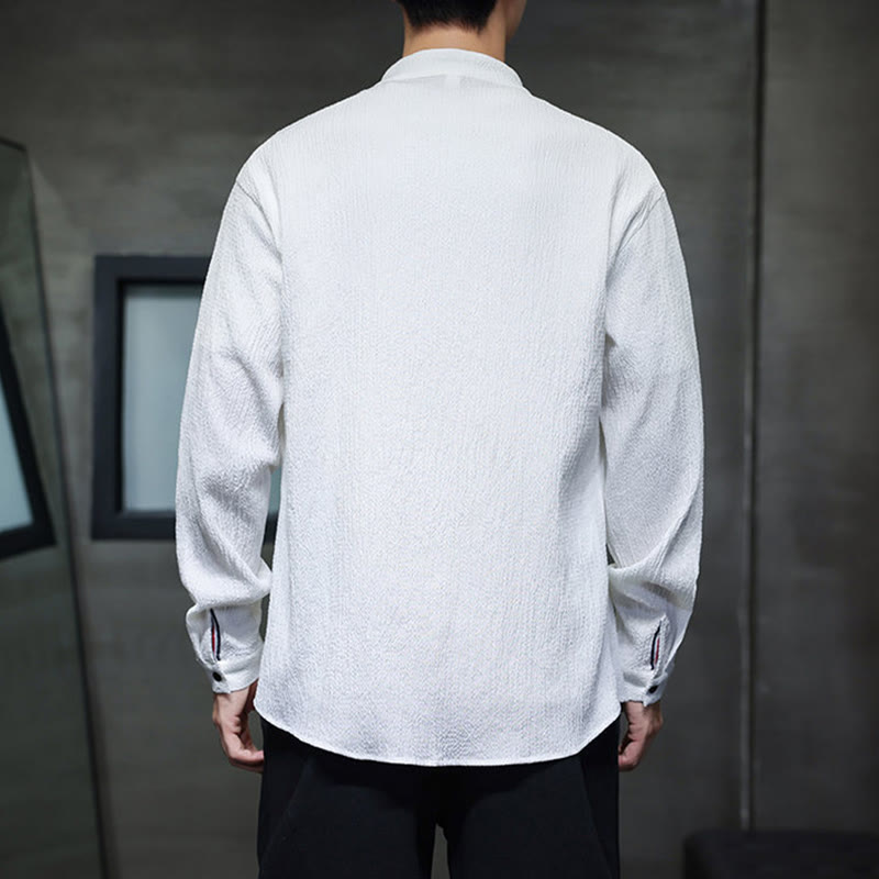 Camisa de manga larga con botones para hombre, de color liso, con estampado de Buddha Stones y caída