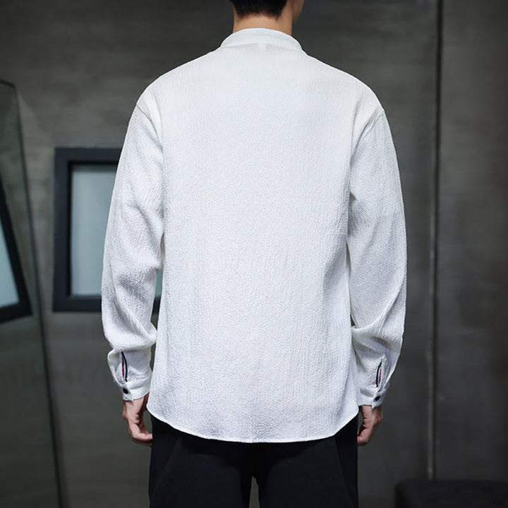 Camisa de manga larga con botones para hombre, de color liso, con estampado de Buddha Stones y caída