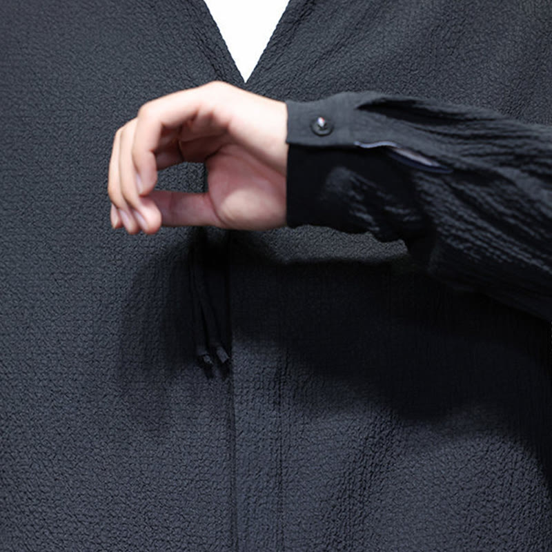 Camisa de manga larga con botones para hombre, de color liso, con estampado de Buddha Stones y caída