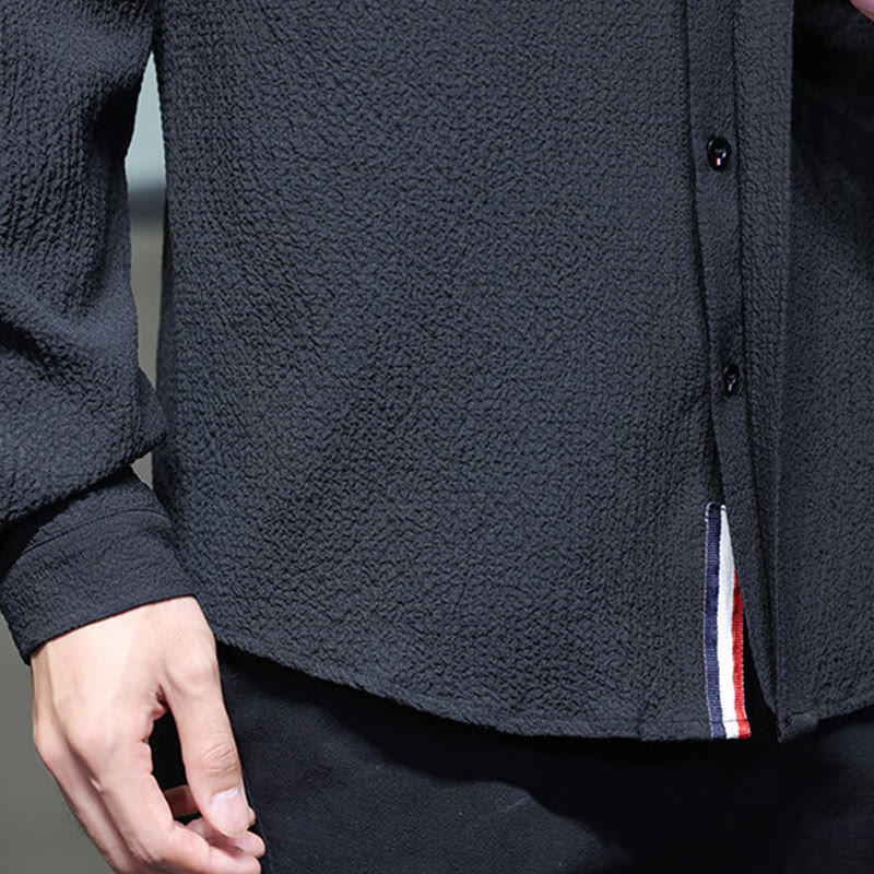 Camisa de manga larga con botones para hombre, de color liso, con estampado de Buddha Stones y caída