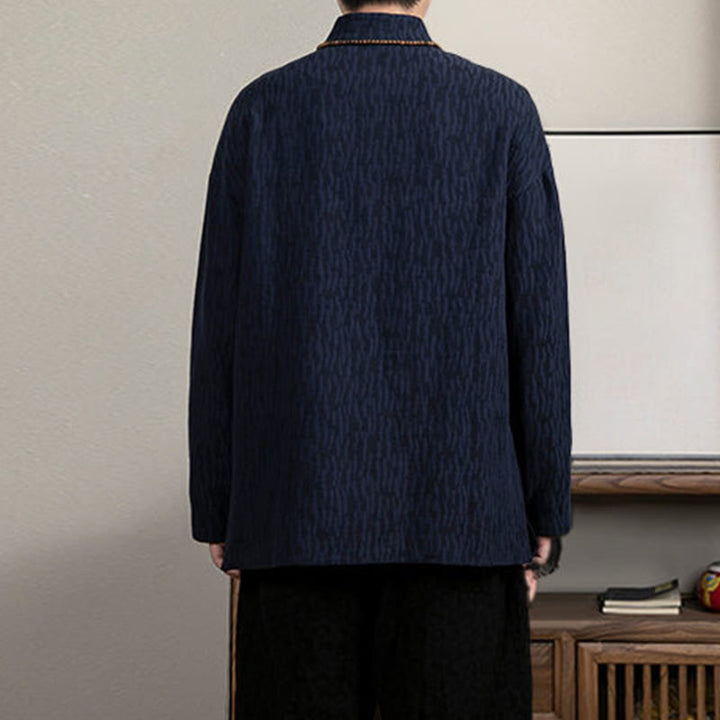 Camisa de hombre de lino jacquard con Buddha Stones