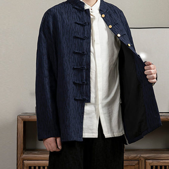 Camisa de hombre de lino jacquard con Buddha Stones