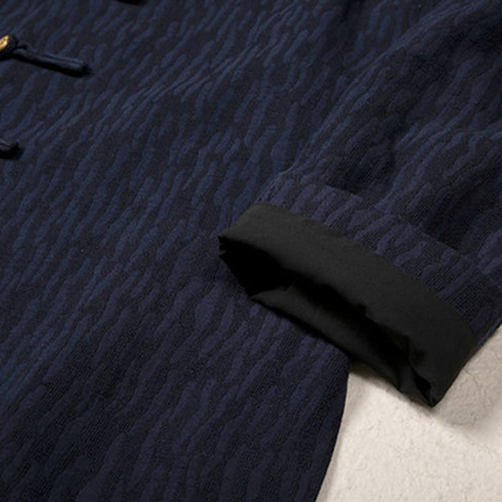 Camisa de hombre de lino jacquard con Buddha Stones