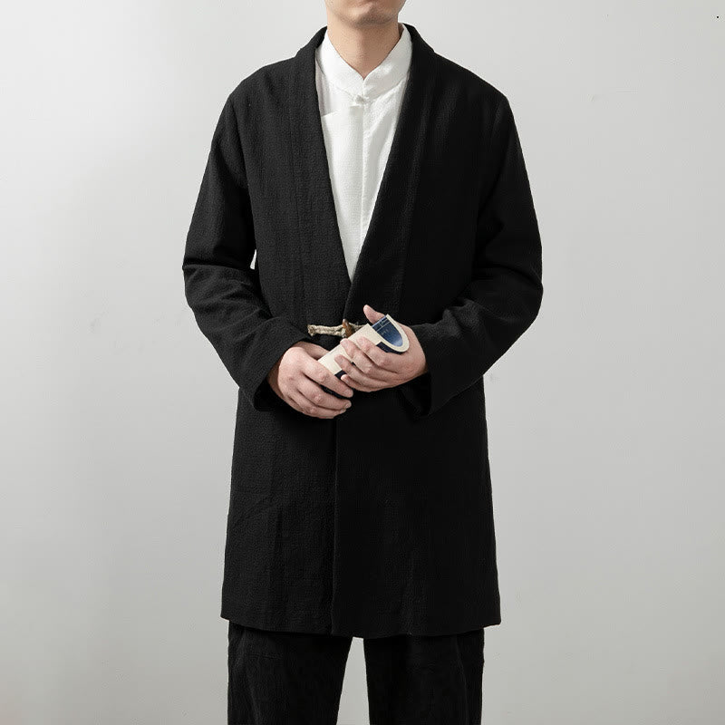 Abrigo de algodón sencillo de manga larga y longitud media para hombre con Buddha Stones en otoño