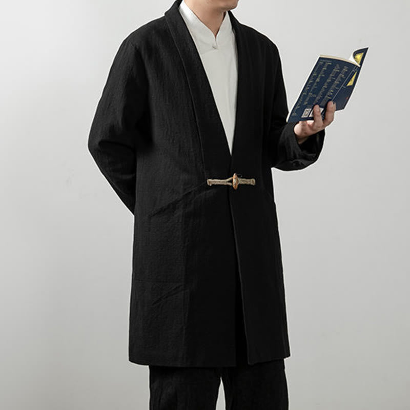 Abrigo de algodón sencillo de manga larga y longitud media para hombre con Buddha Stones en otoño