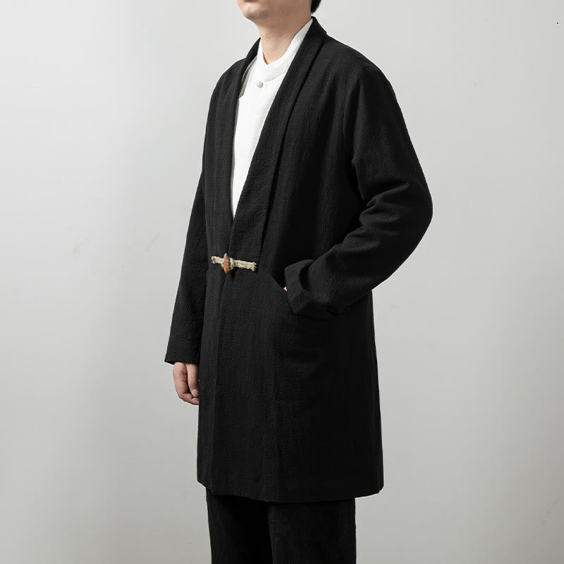 Abrigo de algodón sencillo de manga larga y longitud media para hombre con Buddha Stones en otoño